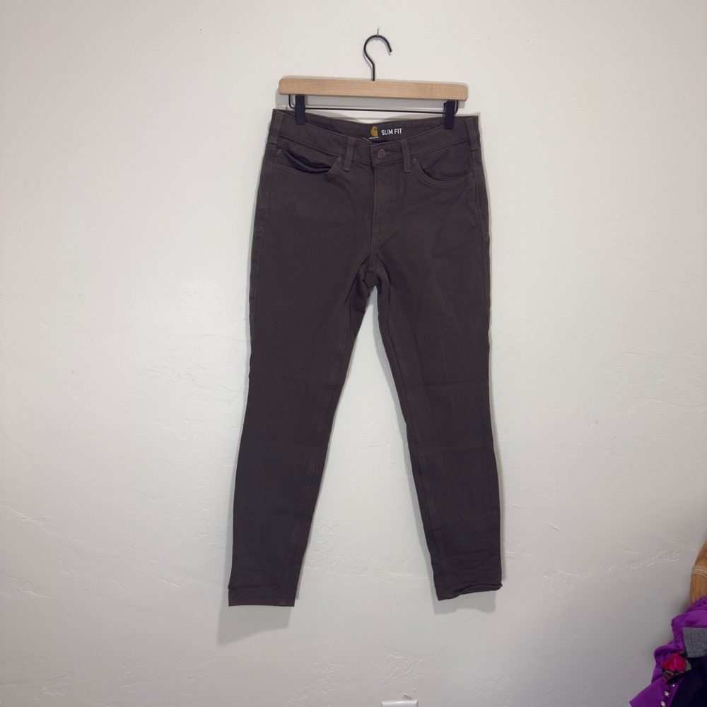 Carhartt Force Slim Fit Canvas‎ Work Pants Womens 10 Regular Olive 104214-217